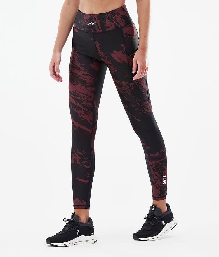 Dope Lofty Tech Leggings Damen Paint Burgundy