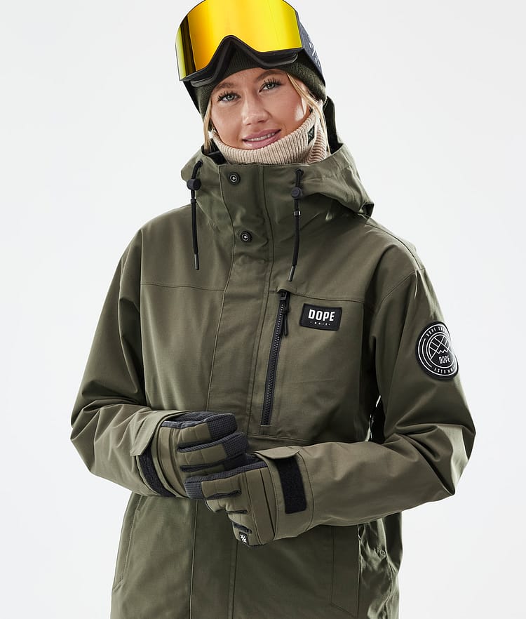 Dope Blizzard W Full Zip Skijacke Damen Olive Green