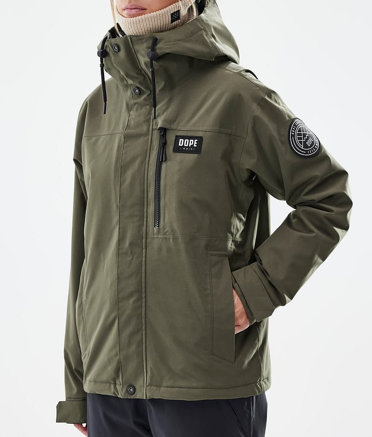 Dope Blizzard W Full Zip Skijacke Damen Olive Green