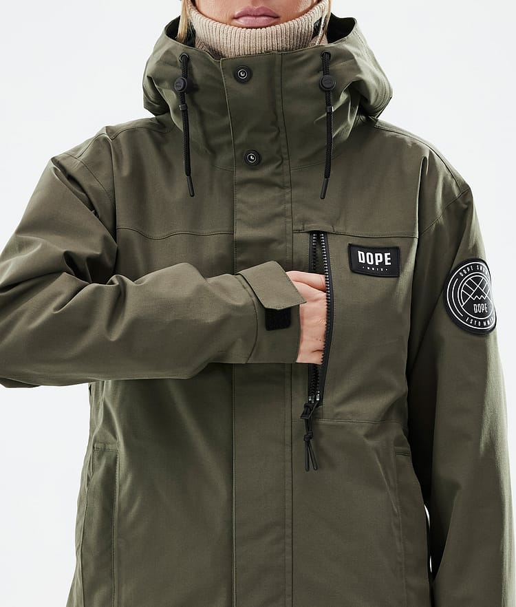 Dope Blizzard W Full Zip Snowboardjacke Damen Olive Green