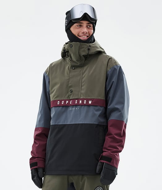 Dope Legacy Track Snowboardjacke Herren Olive Green/Burgundy/Metal Blue/Black