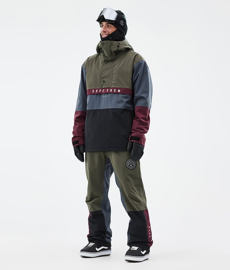 Dope Legacy Track Snowboardjacke Herren Olive Green/Burgundy/Metal Blue/Black