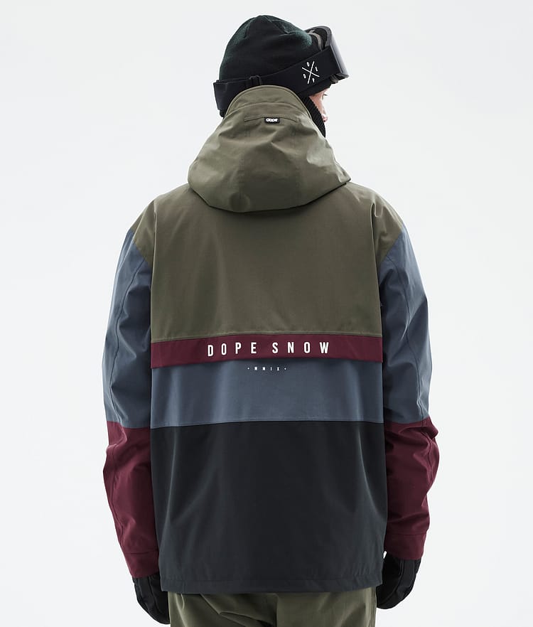 Dope Legacy Track Snowboardjacke Herren Olive Green/Burgundy/Metal Blue/Black