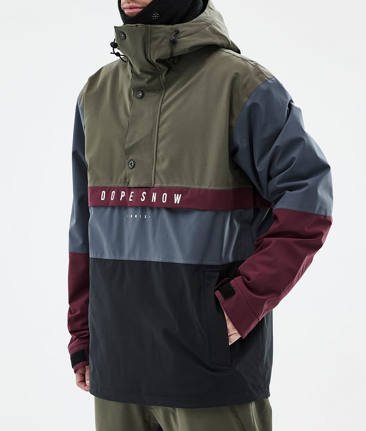 Dope Legacy Track Snowboardjacke Herren Olive Green/Burgundy/Metal Blue/Black