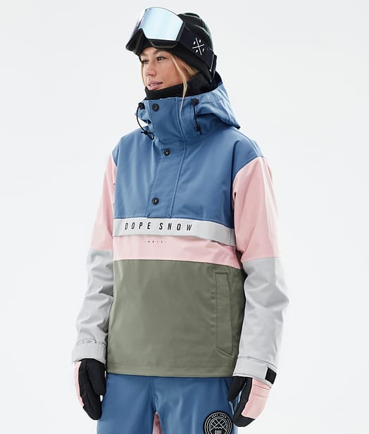 Dope Legacy Track W Snowboardjacke Damen Blue Steel/Light Grey/Soft Pink/Greenish