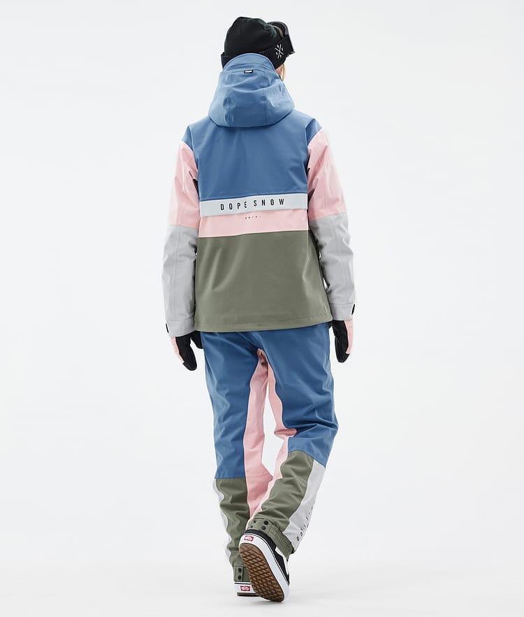 Dope Legacy Track W Snowboardjacke Damen Blue Steel/Light Grey/Soft Pink/Greenish