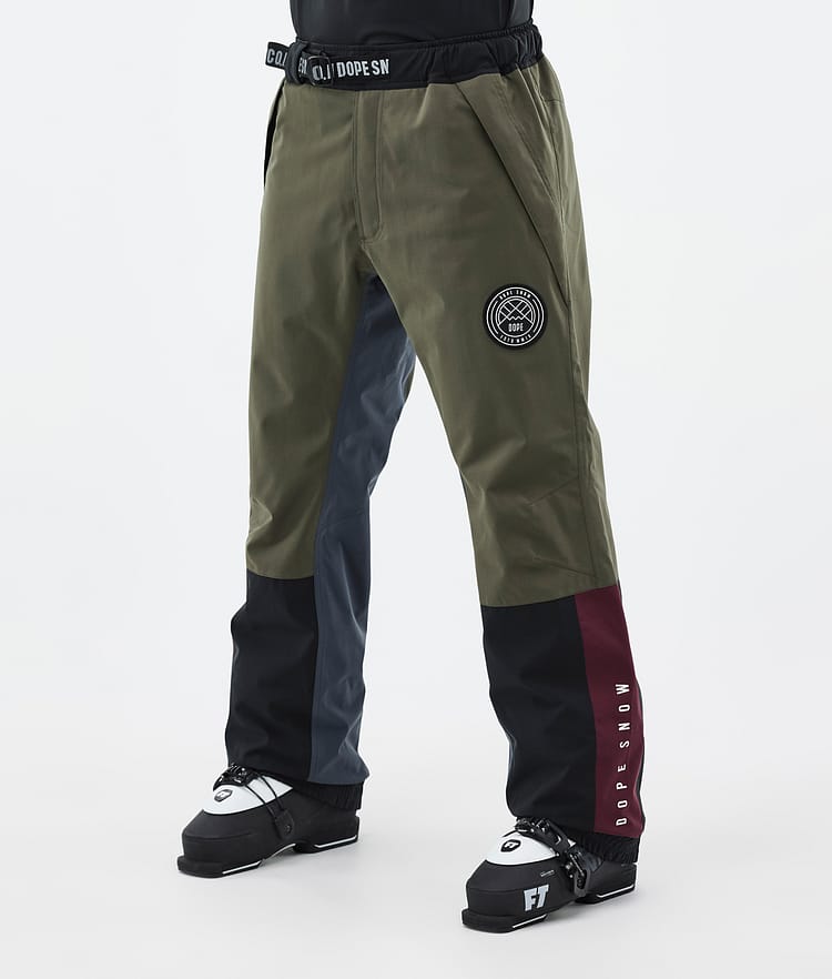 Dope Blizzard Track Skihose Herren OIive Green/Burgundy/Metal Blue/Black