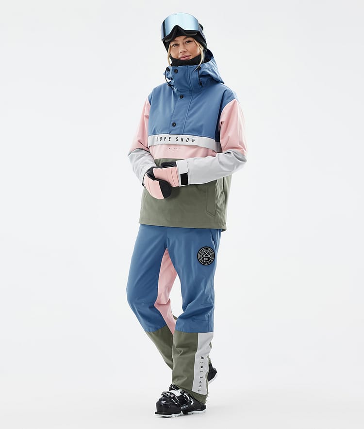 Dope Blizzard Track W Skihose Damen Blue Steel/Light Grey/Soft Pink/Greenish