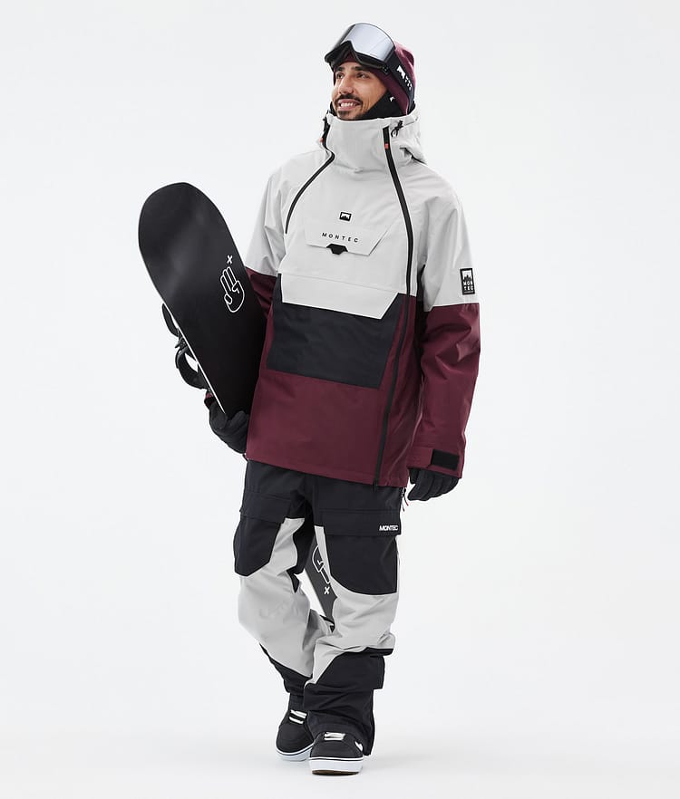 Montec Doom Snowboardjacke Herren Light Grey/Black/Burgundy Renewed, Bild 3 von 11