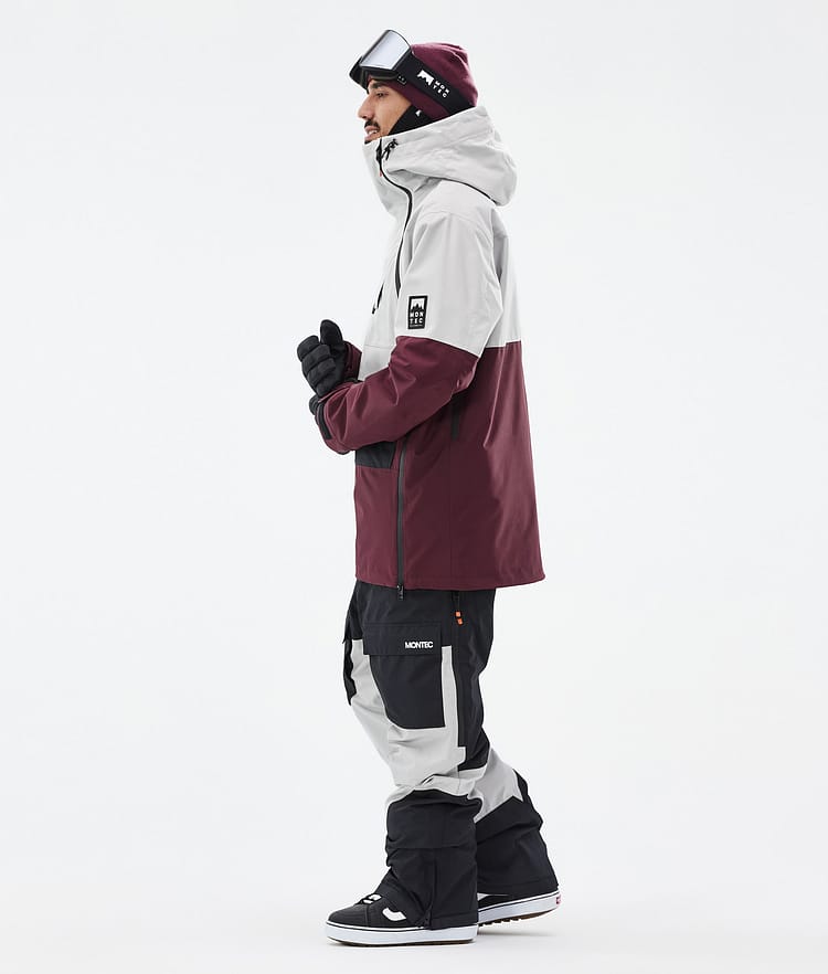 Montec Doom Snowboardjacke Herren Light Grey/Black/Burgundy Renewed, Bild 4 von 11