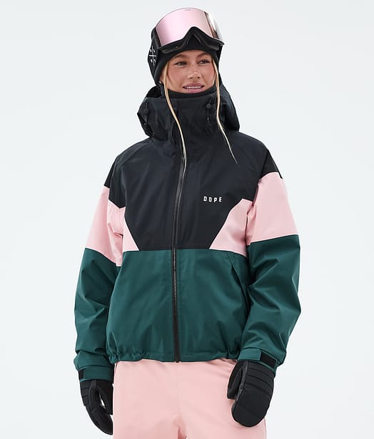 Dope Spartan W Skijacke Damen Sport Black/Soft Pink/Bottle Green
