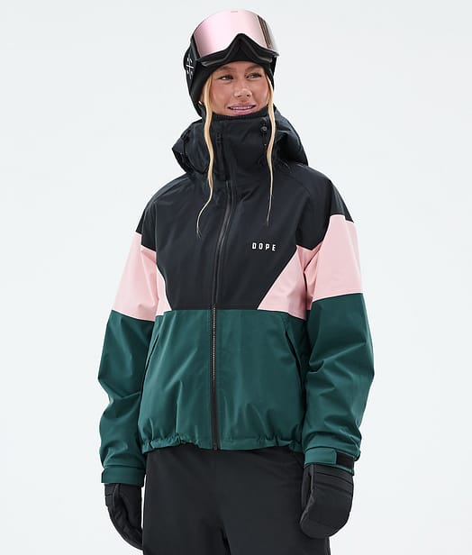 Dope Spartan W Snowboardjacke Damen Sport Black/Soft Pink/Bottle Green