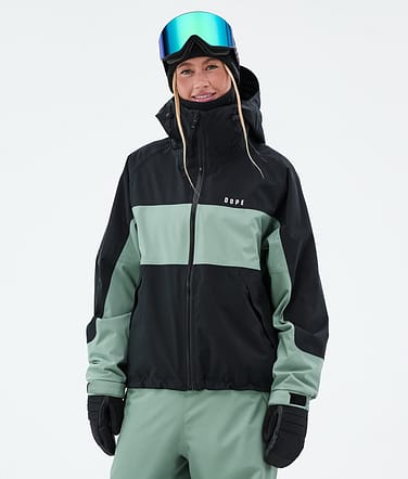 Dope Spartan W Snowboardjacke Damen Stripe Black/Faded Green