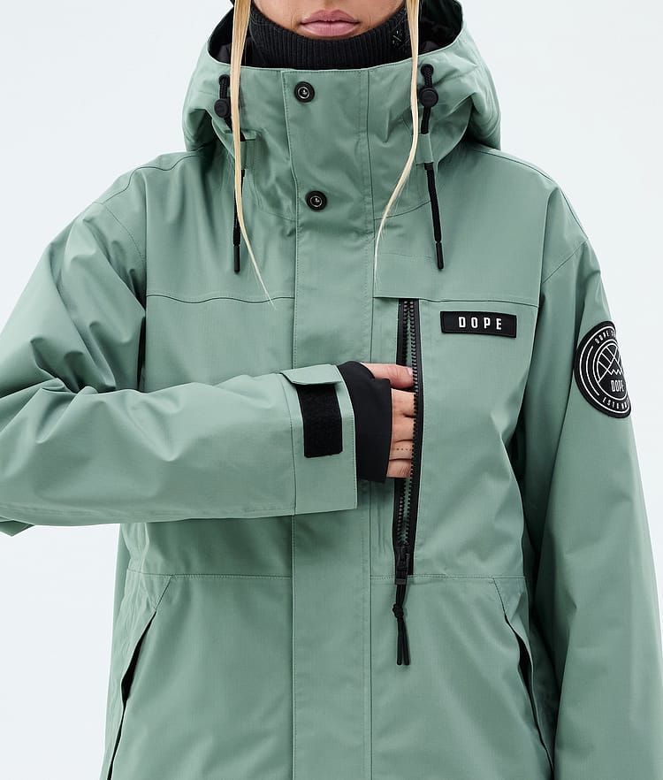 Dope Blizzard W Full Zip Skijacke Damen Faded Green, Image 8 of 9