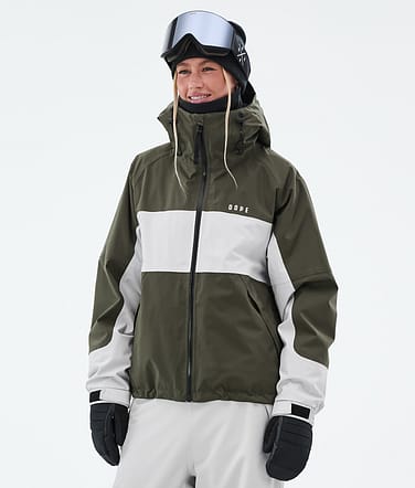Dope Spartan W Skijacke Damen Stripe Olive Green/Light Grey