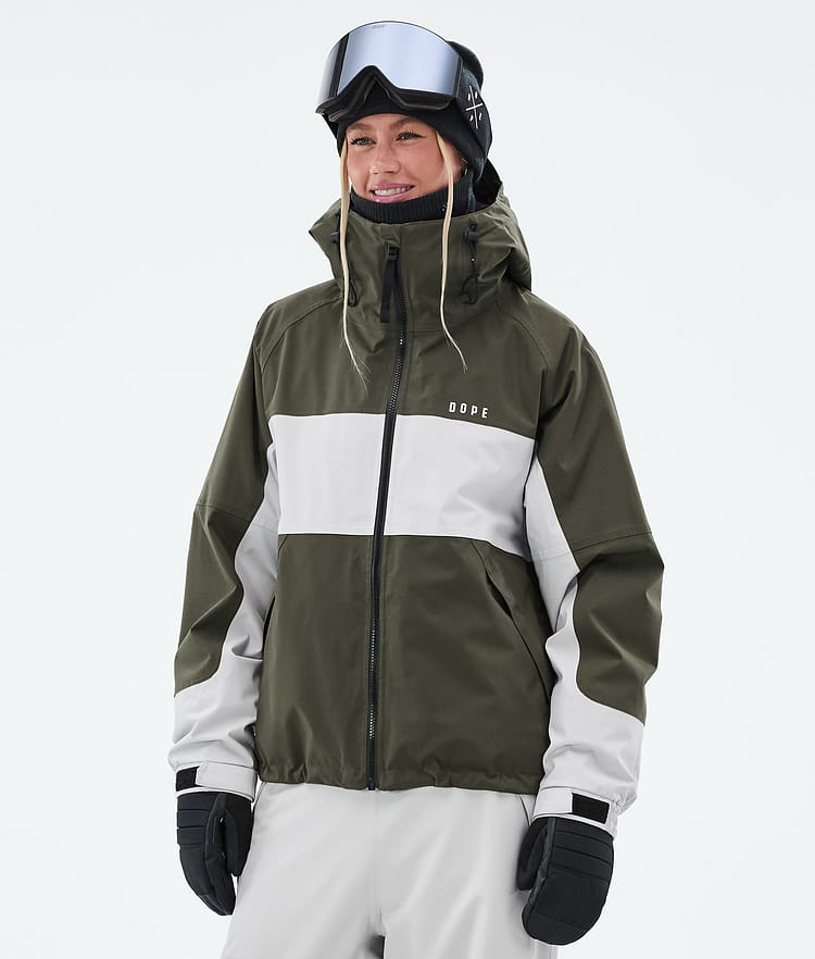 Dope Spartan W Snowboardjacke Damen Stripe Olive Green/Light Grey, Bild 1 von 9