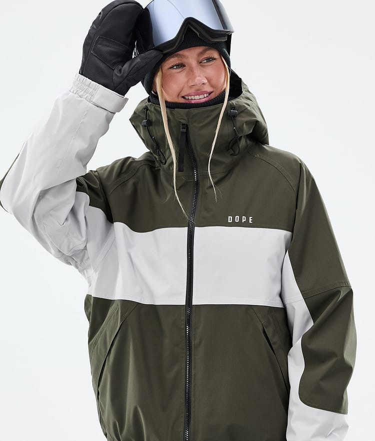 Dope Spartan W Snowboardjacke Damen Stripe Olive Green/Light Grey, Bild 2 von 9