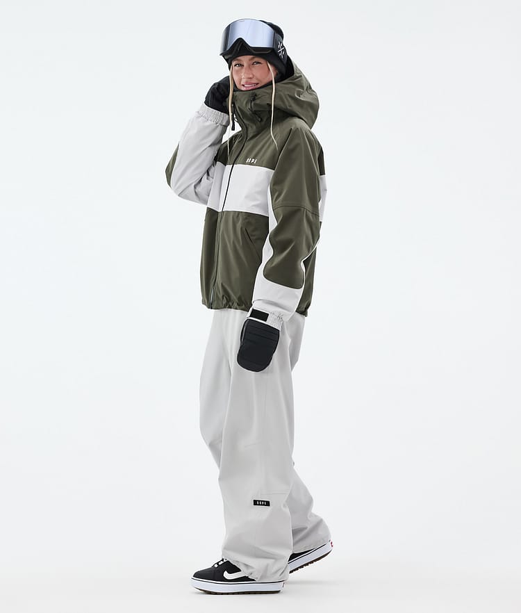 Dope Spartan W Snowboardjacke Damen Stripe Olive Green/Light Grey, Bild 4 von 9