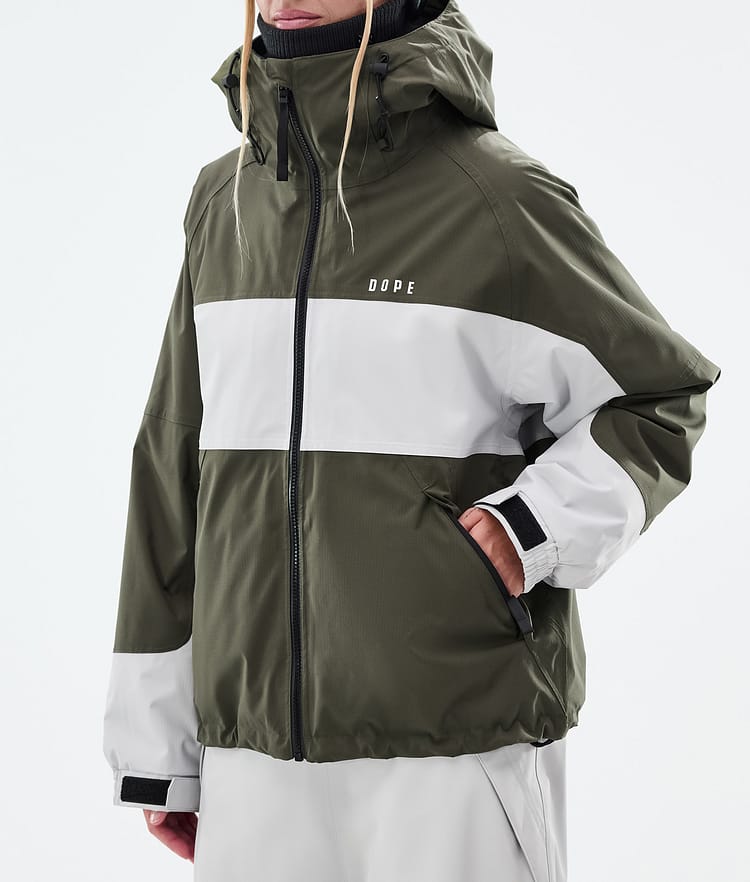 Dope Spartan W Snowboardjacke Damen Stripe Olive Green/Light Grey, Bild 8 von 9