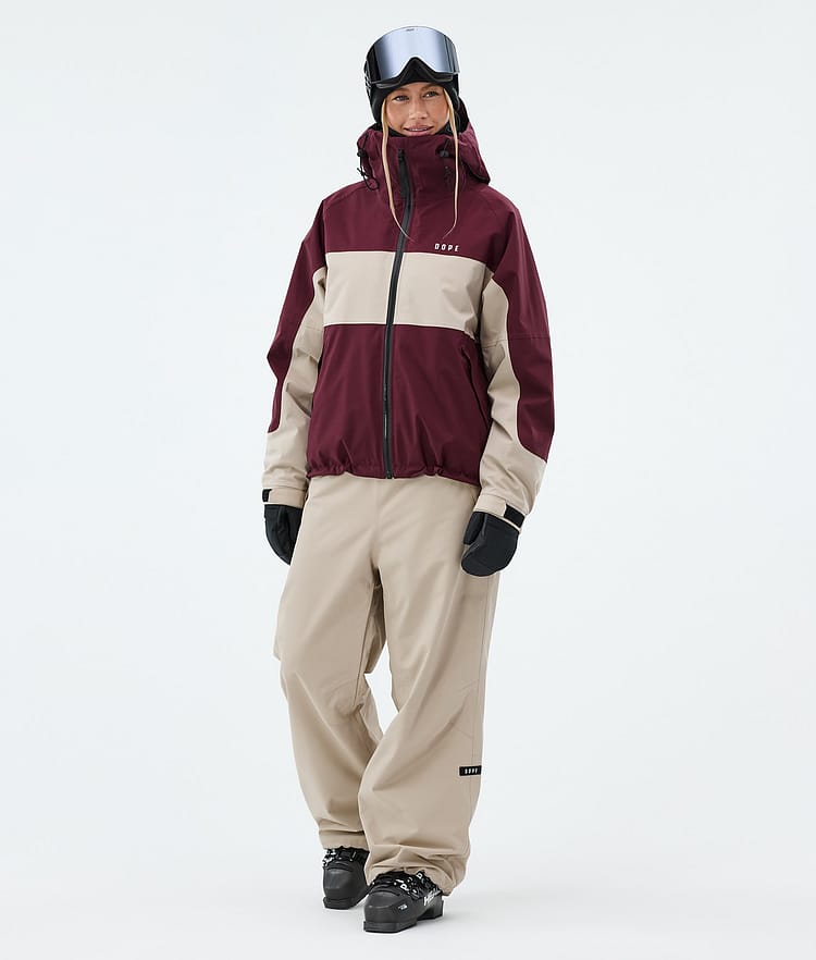 Dope Spartan W Skijacke Damen Stripe Burgundy/Sand, Image 2 of 8