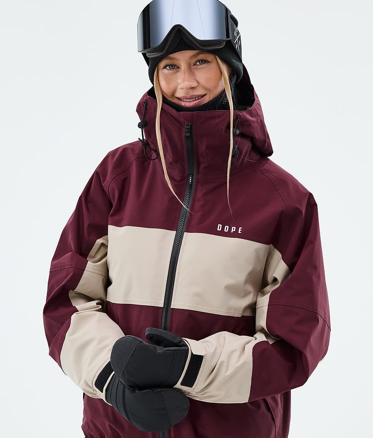 Dope Spartan W Skijacke Damen Stripe Burgundy/Sand, Image 4 of 8