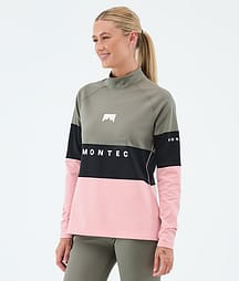 Montec Alpha W Funktionsshirt Damen Greenish/Black/Soft Pink