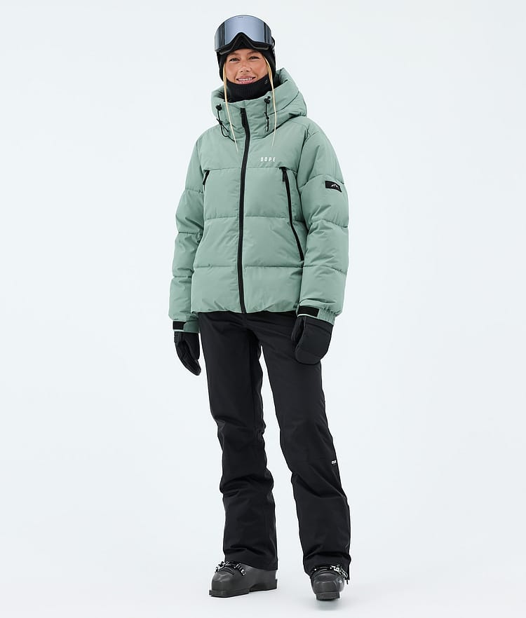 Dope Puffer W Full Zip Skijacke Damen Faded Green, Bild 2 von 8