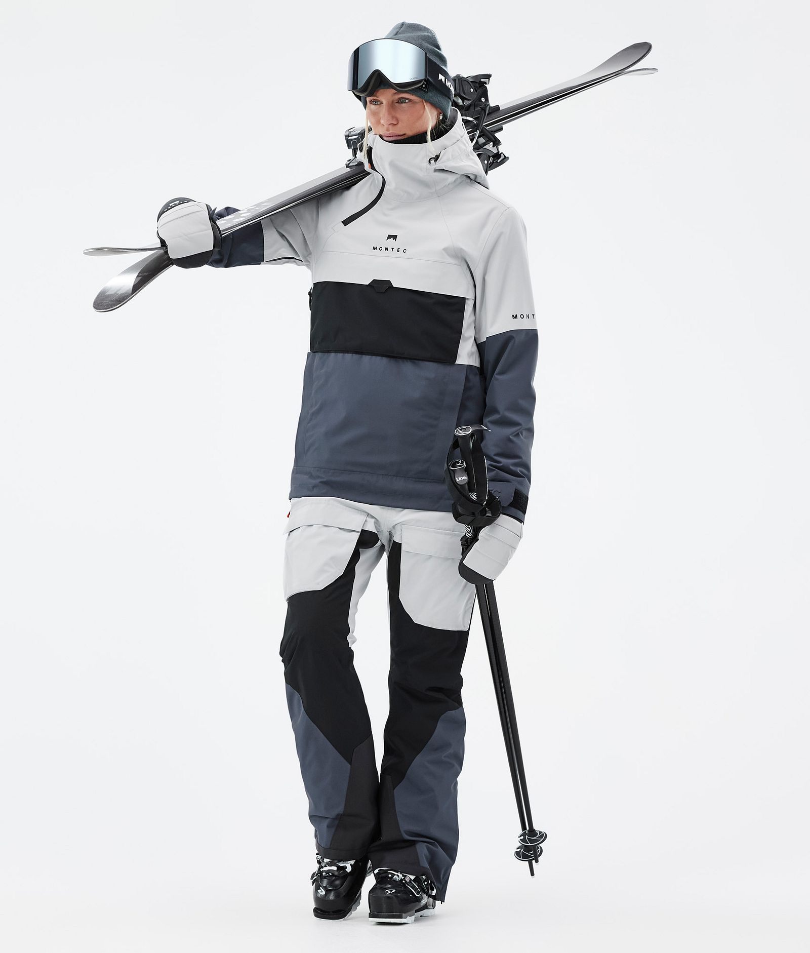 Montec Dune W Ski Outfit Damen Light Grey/Black/Metal Blue